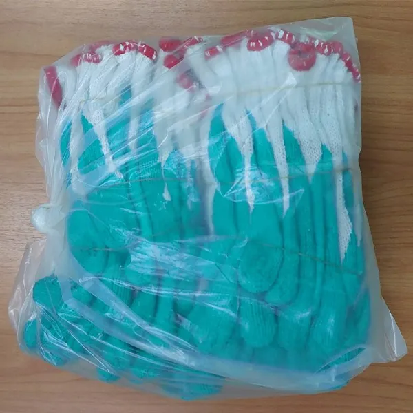ถุงมือเคลือบยางพารา สีเขียว 1 โหล